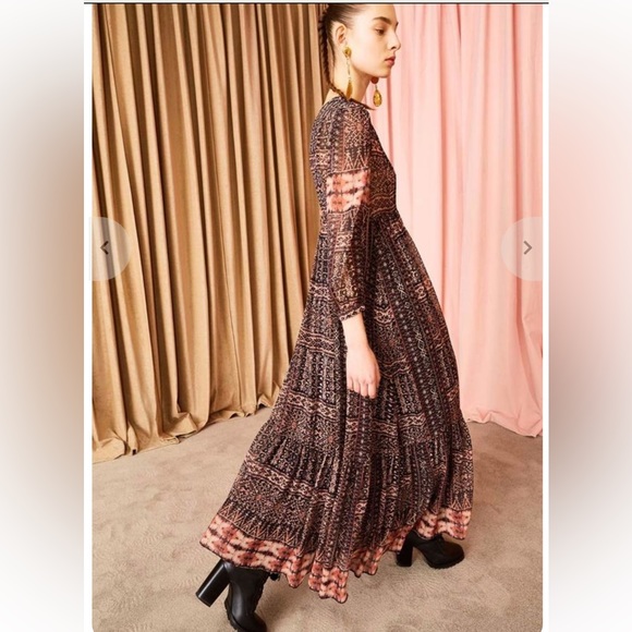 Ulla Johnson Allegra Maxi Dress in Earth Ikat 2 100% Silk Brand New Without Tags - Picture 2 of 16